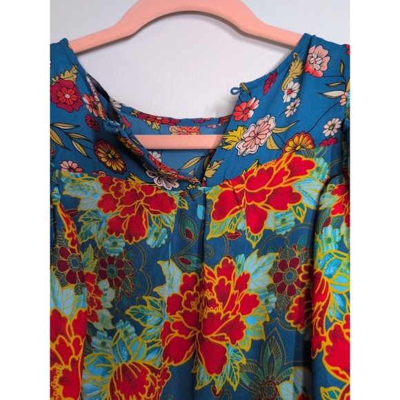 BELLE VERE Boho Floral Flowy Blouson Peasant Blouse XS EUC - Picture 7 of 8